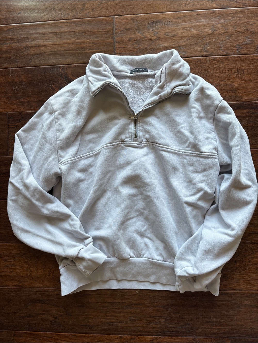 Brandy Melville Half-Zip Pullover Sweater - Neutral Light Gray